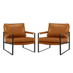 Cognac / Brown / Grey / Black / Reddish Brown Faux Leather Accent Armchair – Single or Set of 2