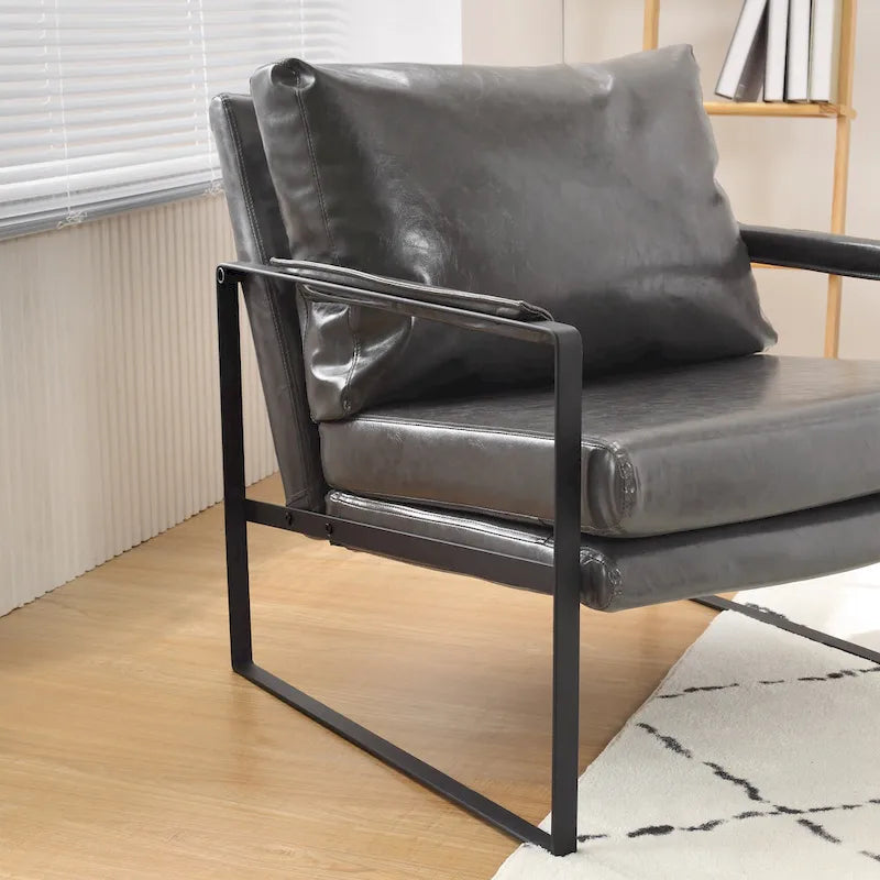 Cognac / Brown / Grey / Black / Reddish Brown Faux Leather Accent Armchair – Single or Set of 2
