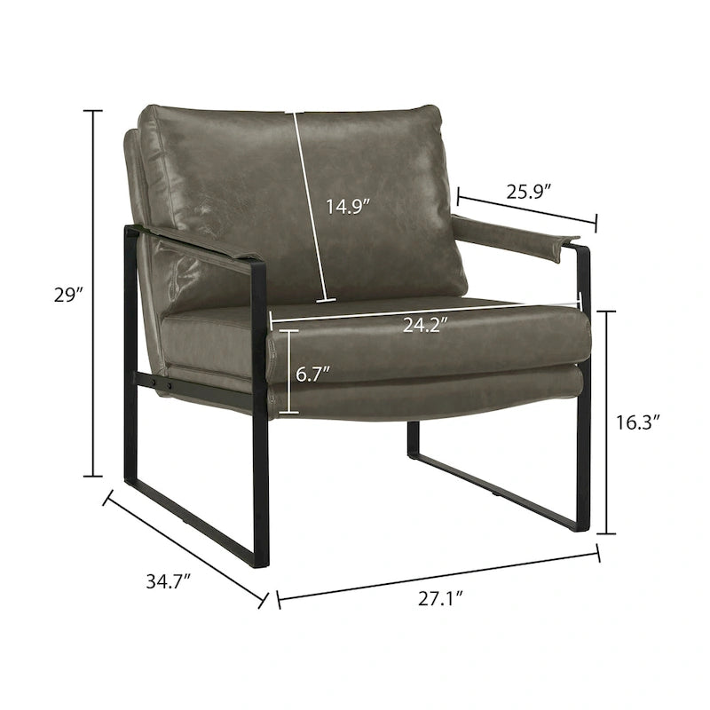 Cognac / Brown / Grey / Black / Reddish Brown Faux Leather Accent Armchair – Single or Set of 2