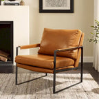 Cognac / Brown / Grey / Black / Reddish Brown Faux Leather Accent Armchair – Single or Set of 2