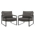 Cognac / Brown / Grey / Black / Reddish Brown Faux Leather Accent Armchair – Single or Set of 2