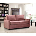 Velvet Square Arms Pull-Out Sofa Bed, 2-Seater (Black/Burgundy/Grey/Blue/Pink)