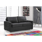 Velvet Square Arms Pull-Out Sofa Bed, 2-Seater (Black/Burgundy/Grey/Blue/Pink)
