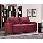 Velvet Square Arms Pull-Out Sofa Bed, 2-Seater (Black/Burgundy/Grey/Blue/Pink)
