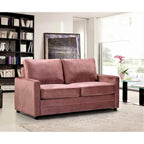 Velvet Square Arms Pull-Out Sofa Bed, 2-Seater (Black/Burgundy/Grey/Blue/Pink)