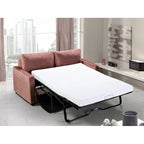 Velvet Square Arms Pull-Out Sofa Bed, 2-Seater (Black/Burgundy/Grey/Blue/Pink)