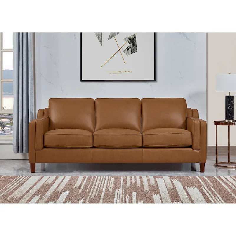 Track-Arm Top-Grain Leather Sofa, 3-Seat (Brown / Truffle / Cognac / Taupe)