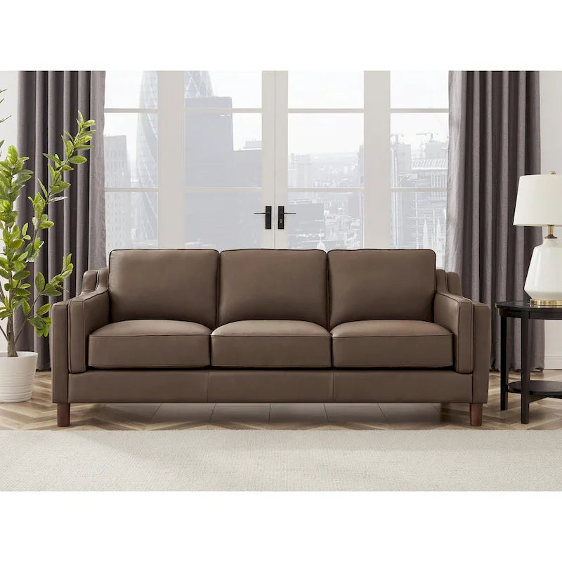 Track-Arm Top-Grain Leather Sofa, 3-Seat (Brown / Truffle / Cognac / Taupe)