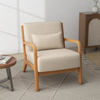 Upholstered Accent Chair, Multi-Color, Linen/PU, Wood Frame, Seats 1