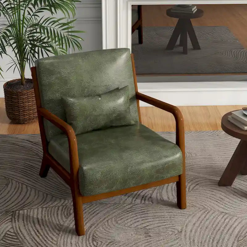 Upholstered Accent Chair, Multi-Color, Linen/PU, Wood Frame, Seats 1