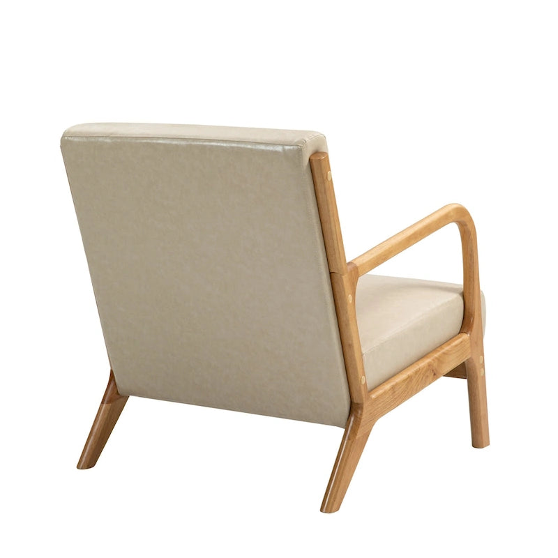 Upholstered Accent Chair, Multi-Color, Linen/PU, Wood Frame, Seats 1