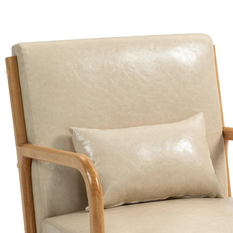 Upholstered Accent Chair, Multi-Color, Linen/PU, Wood Frame, Seats 1