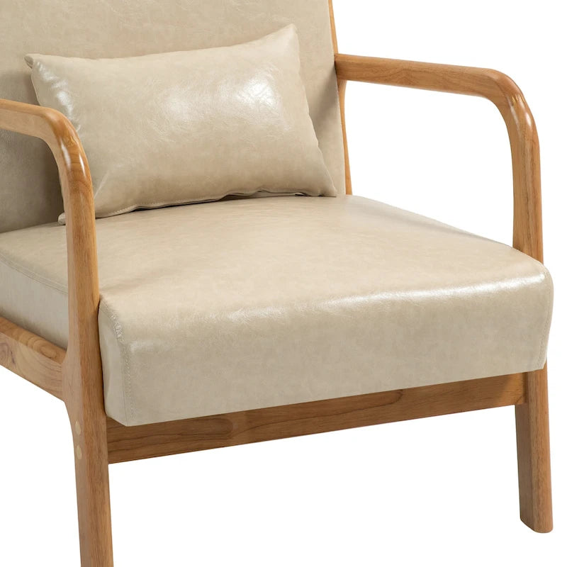 Upholstered Accent Chair, Multi-Color, Linen/PU, Wood Frame, Seats 1