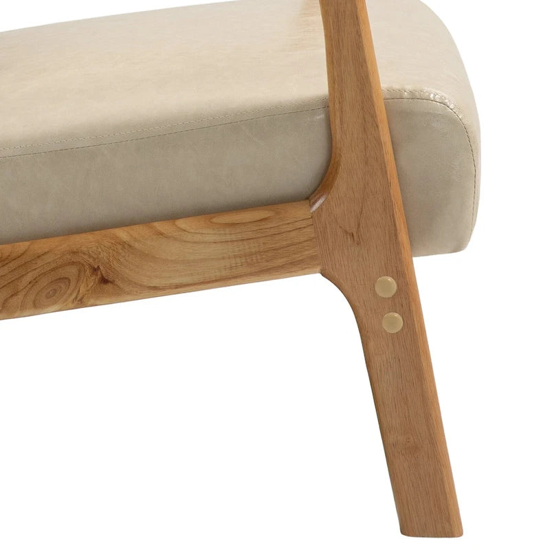 Upholstered Accent Chair, Multi-Color, Linen/PU, Wood Frame, Seats 1
