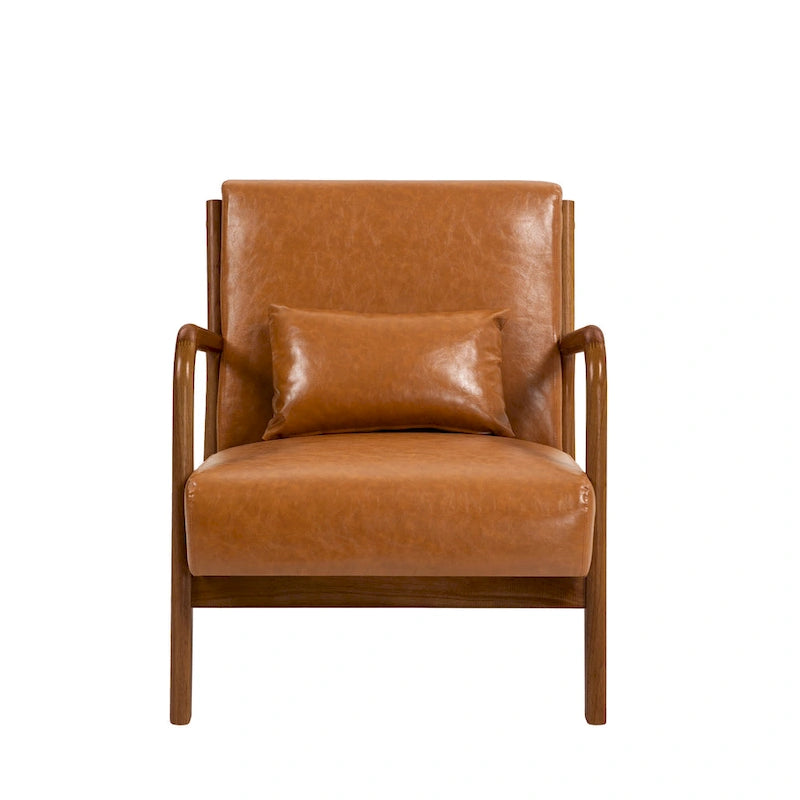 Upholstered Accent Chair, Multi-Color, Linen/PU, Wood Frame, Seats 1
