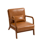 Upholstered Accent Chair, Multi-Color, Linen/PU, Wood Frame, Seats 1