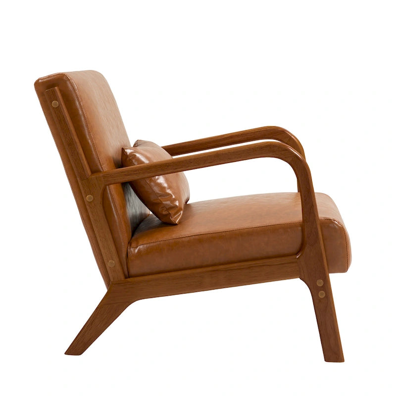 Upholstered Accent Chair, Multi-Color, Linen/PU, Wood Frame, Seats 1