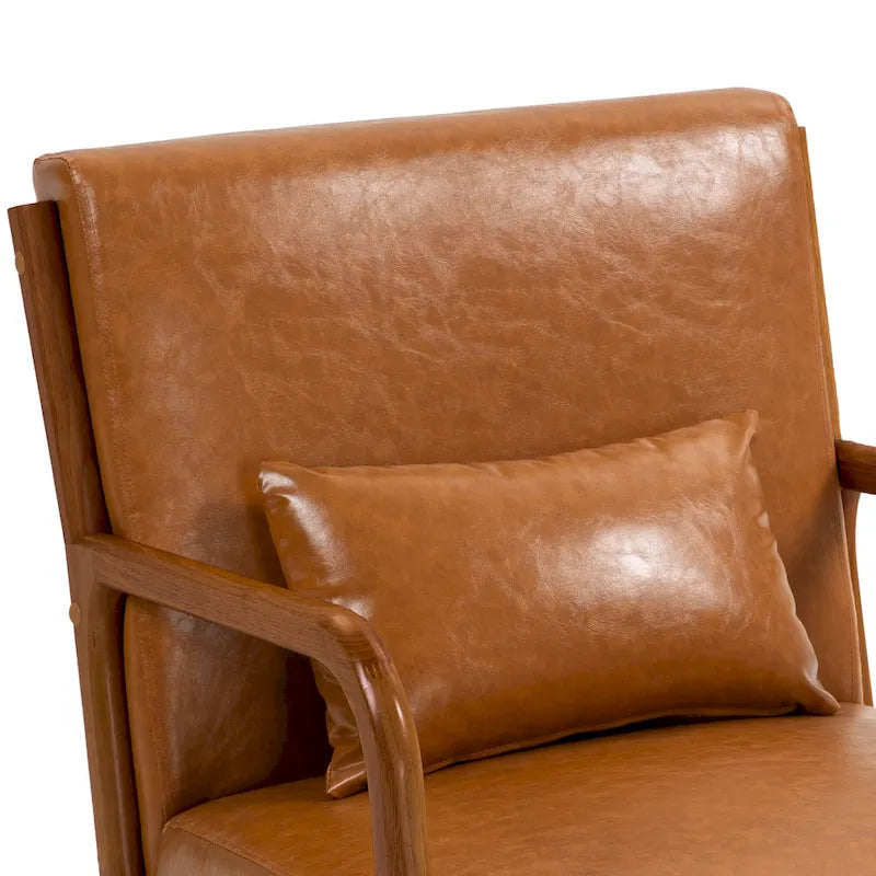 Upholstered Accent Chair, Multi-Color, Linen/PU, Wood Frame, Seats 1