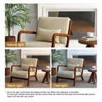 Upholstered Accent Chair, Multi-Color, Linen/PU, Wood Frame, Seats 1