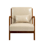 Upholstered Accent Chair, Multi-Color, Linen/PU, Wood Frame, Seats 1