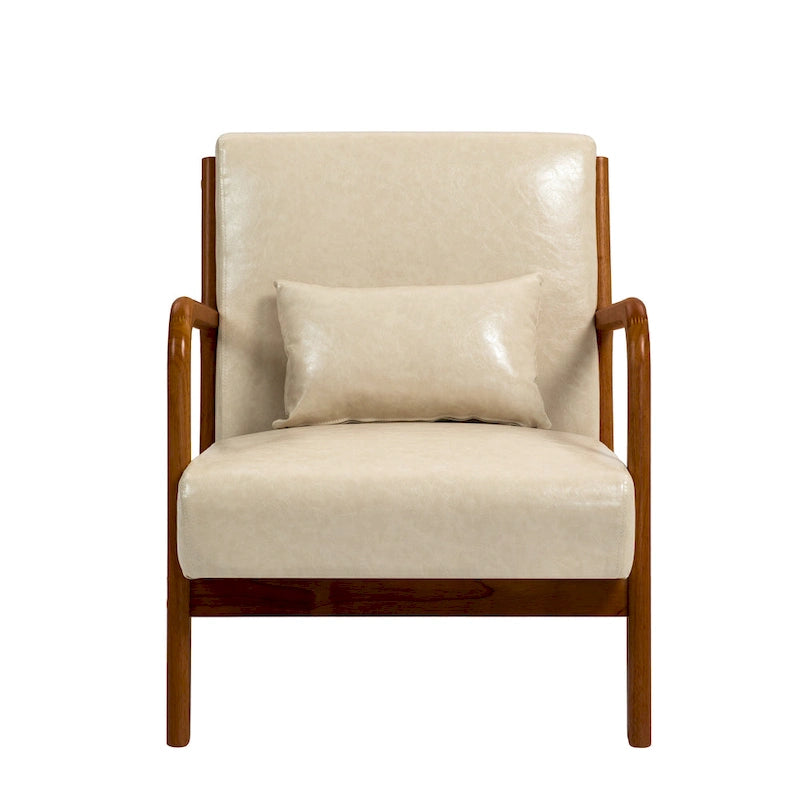 Upholstered Accent Chair, Multi-Color, Linen/PU, Wood Frame, Seats 1