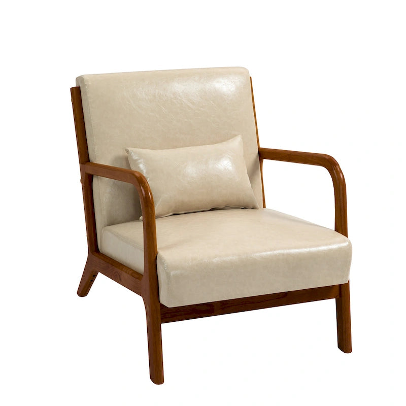 Upholstered Accent Chair, Multi-Color, Linen/PU, Wood Frame, Seats 1