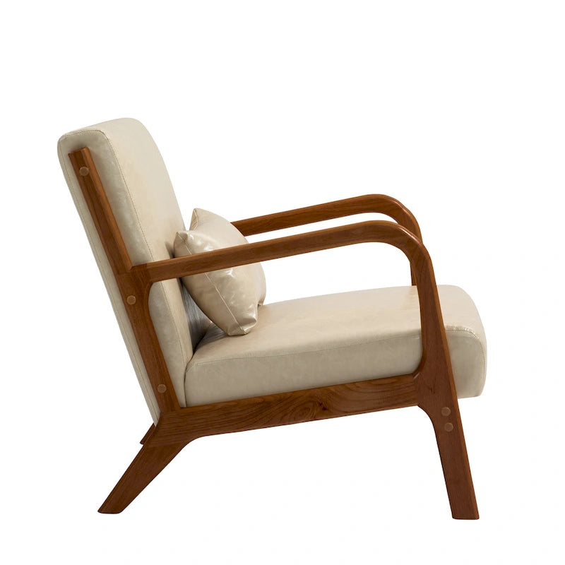 Upholstered Accent Chair, Multi-Color, Linen/PU, Wood Frame, Seats 1