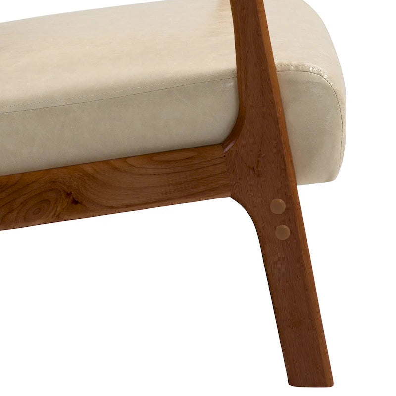 Upholstered Accent Chair, Multi-Color, Linen/PU, Wood Frame, Seats 1