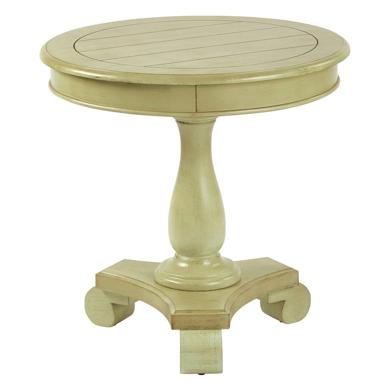 Antique Grey Stone / Celedon / Java / Goldstone Farmhouse Round Accent Side Table, Single