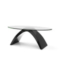 Black / Grey / White High Gloss Modern Oval Glass Top Coffee Table