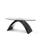 Black / Grey / White High Gloss Modern Oval Glass Top Coffee Table