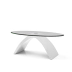 Black / Grey / White High Gloss Modern Oval Glass Top Coffee Table