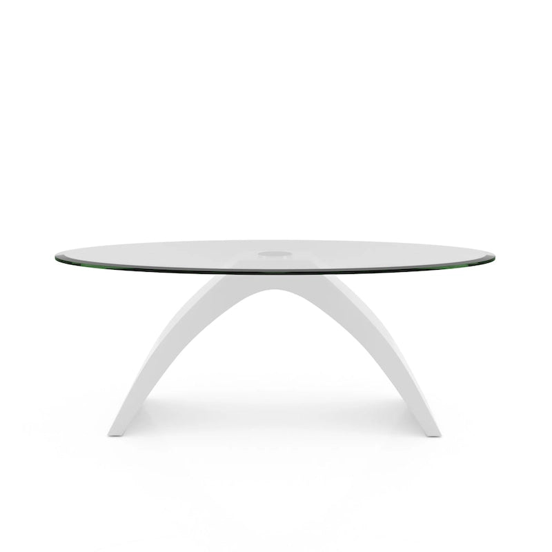 Black / Grey / White High Gloss Modern Oval Glass Top Coffee Table