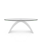 Black / Grey / White High Gloss Modern Oval Glass Top Coffee Table