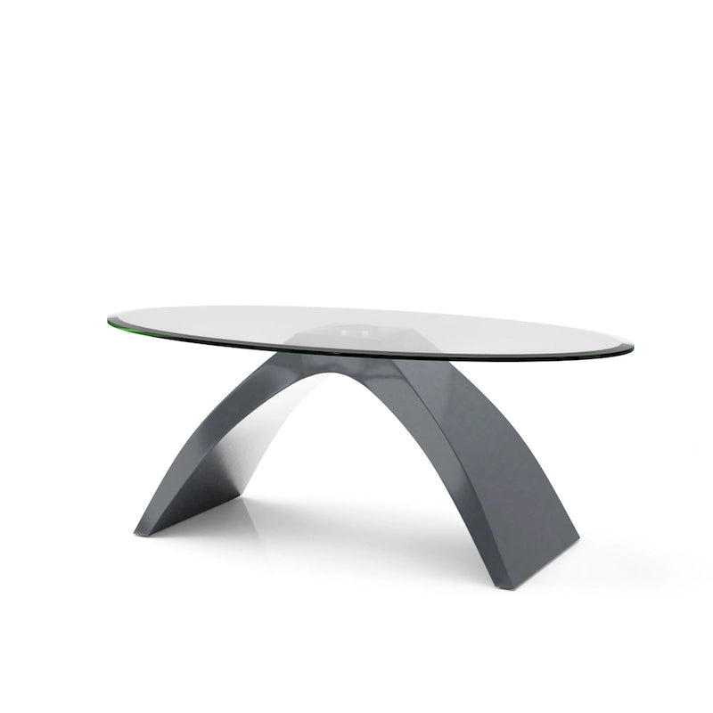 Black / Grey / White High Gloss Modern Oval Glass Top Coffee Table