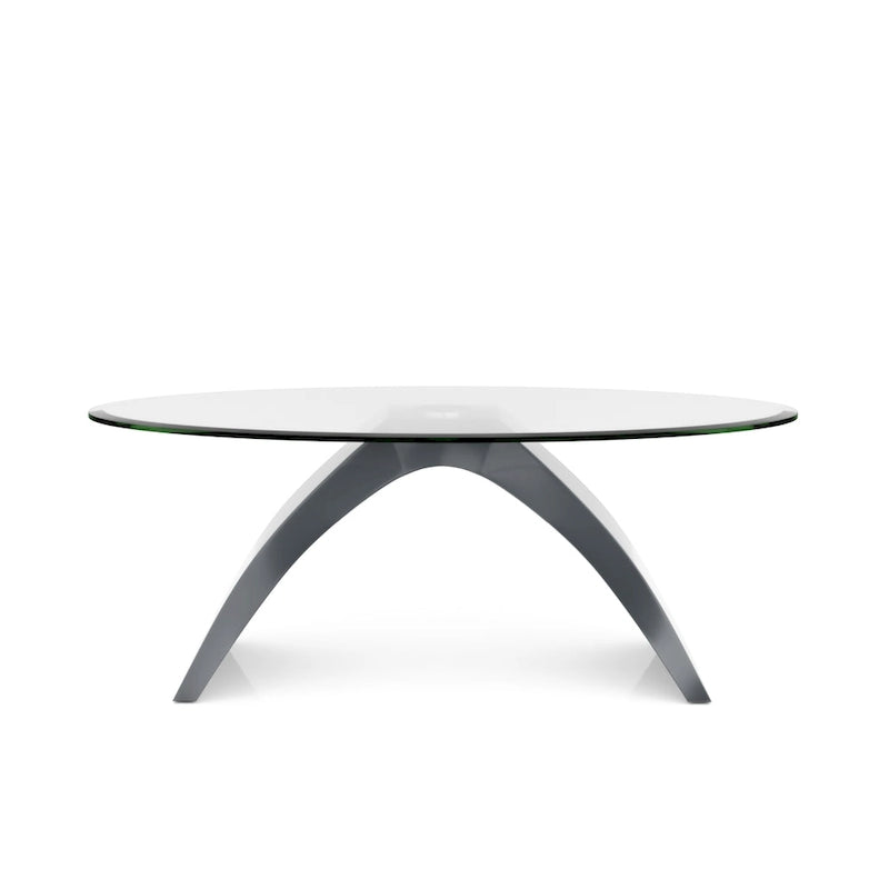 Black / Grey / White High Gloss Modern Oval Glass Top Coffee Table