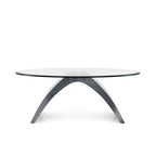 Black / Grey / White High Gloss Modern Oval Glass Top Coffee Table
