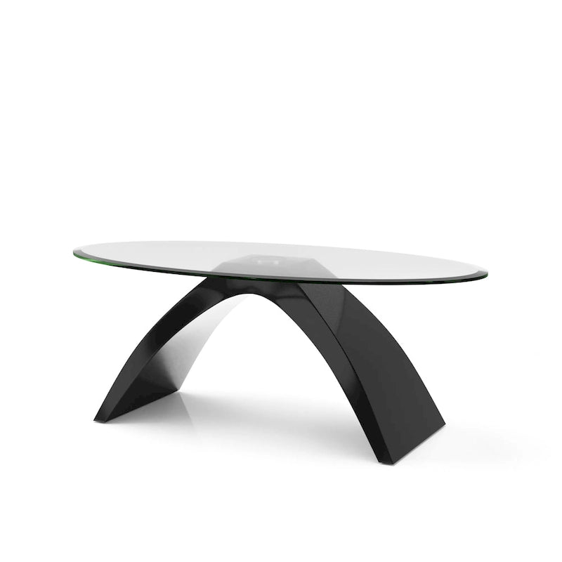 Black / Grey / White High Gloss Modern Oval Glass Top Coffee Table
