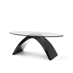 Black / Grey / White High Gloss Modern Oval Glass Top Coffee Table