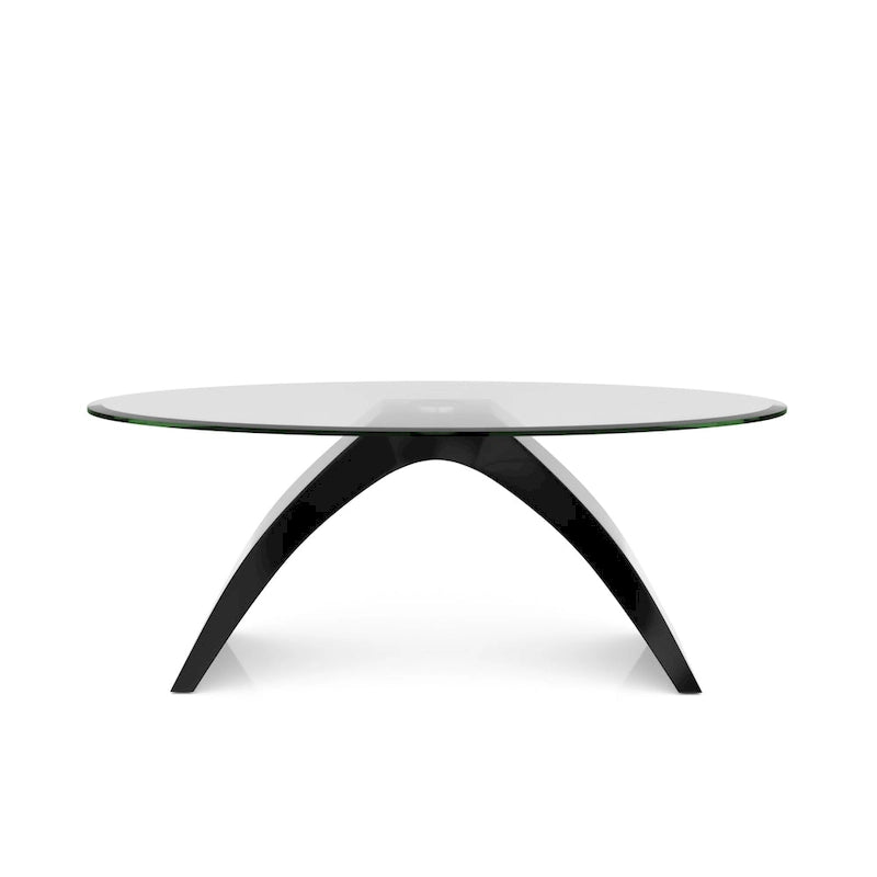Black / Grey / White High Gloss Modern Oval Glass Top Coffee Table