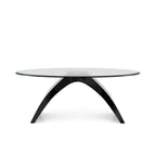 Black / Grey / White High Gloss Modern Oval Glass Top Coffee Table