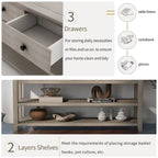 Antique Gray / White / Navy / Espresso Mid-Century Console Table with 3 Drawers & 2 Shelves, Single-User