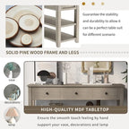 Antique Gray / White / Navy / Espresso Mid-Century Console Table with 3 Drawers & 2 Shelves, Single-User
