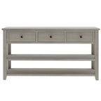 Antique Gray / White / Navy / Espresso Mid-Century Console Table with 3 Drawers & 2 Shelves, Single-User