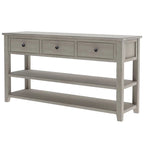 Antique Gray / White / Navy / Espresso Mid-Century Console Table with 3 Drawers & 2 Shelves, Single-User