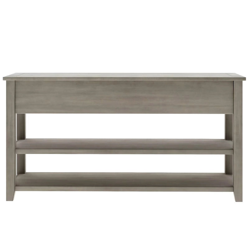 Antique Gray / White / Navy / Espresso Mid-Century Console Table with 3 Drawers & 2 Shelves, Single-User