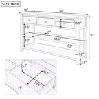 Antique Gray / White / Navy / Espresso Mid-Century Console Table with 3 Drawers & 2 Shelves, Single-User