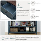 Antique Gray / White / Navy / Espresso Mid-Century Console Table with 3 Drawers & 2 Shelves, Single-User