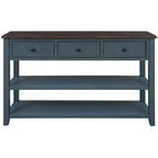 Antique Gray / White / Navy / Espresso Mid-Century Console Table with 3 Drawers & 2 Shelves, Single-User