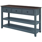 Antique Gray / White / Navy / Espresso Mid-Century Console Table with 3 Drawers & 2 Shelves, Single-User
